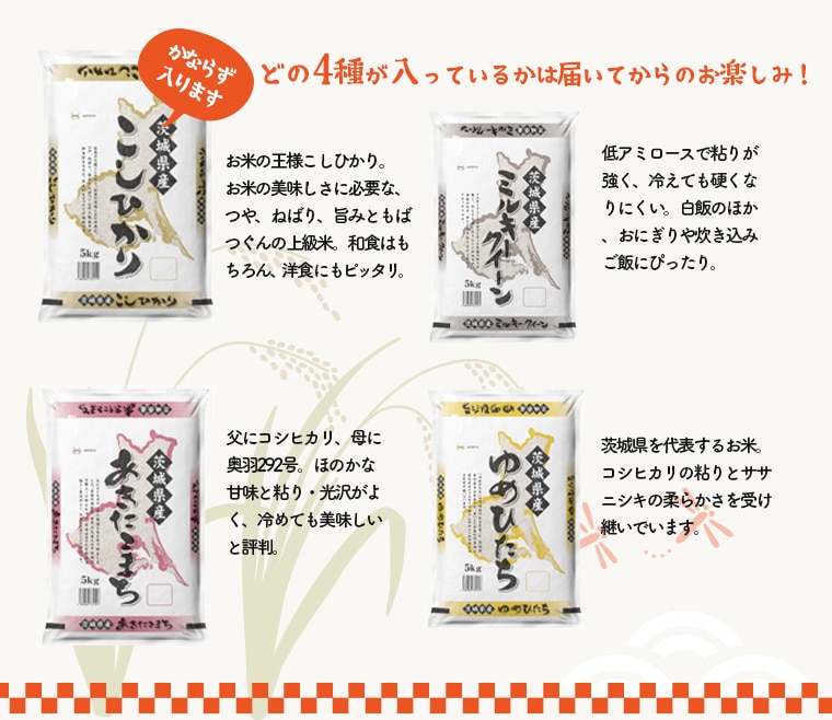 令和4年産】茨城県のお米４種食べくらべ20kgセット: 茨城県境町｜JRE MALLふるさと納税