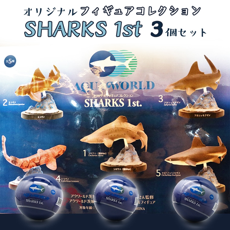 オリジナル フィギュア Sharks 1st 3個 セット アクアワールド 大洗 飼育員 監修 オリジナル グッズ コレクション 茨城 水族館 鮫 さめ サメ 限定 茨城県大洗町 Jre Pointが 貯まる 使える Jre Mall