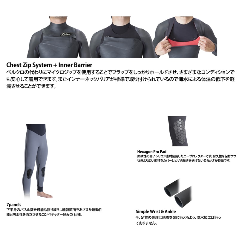 ふるさと納税】ウエットスーツ CYBER 5/3mm起毛 CHEST-ZIP フルスーツ