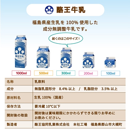 6ヶ月定期便】酪王カフェオレ300ml×10本・牛乳300ml×5本セット: 福島県