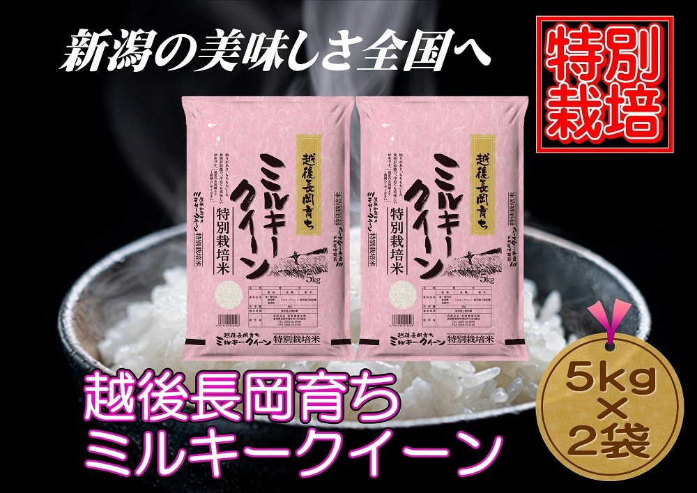 特別栽培米】新潟県産ミルキークイーン 5kg×2袋（越後長岡育ち）: 新潟