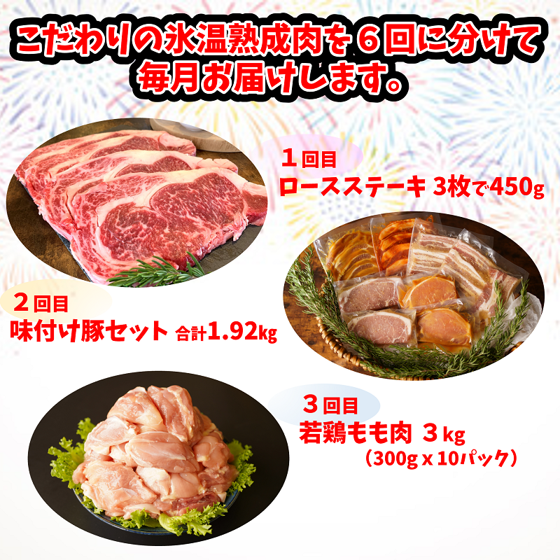 氷温熟成肉 厳選 こだわり 熟成肉 定期便（全6回）牛肉 豚肉 鶏肉 もも肉: 大阪府泉佐野市｜JRE MALLふるさと納税