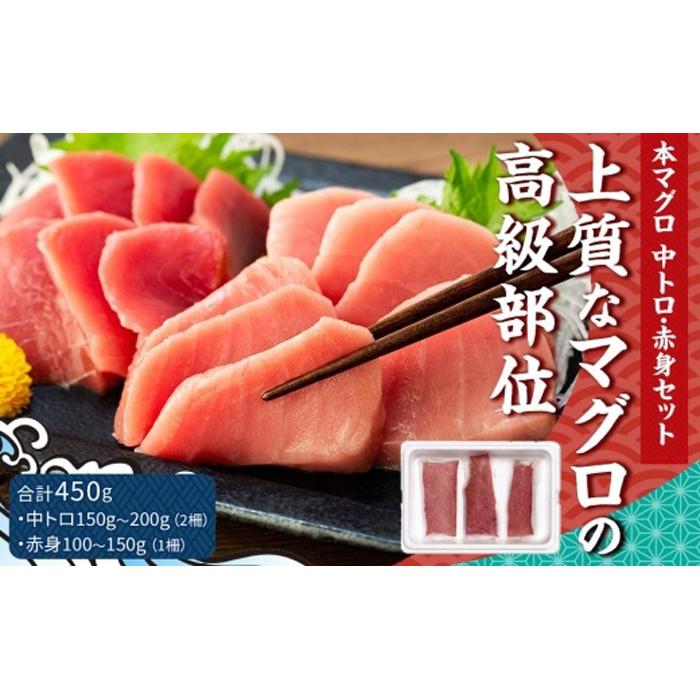 上質なマグロの高級部位】本マグロ 中トロ・赤身セット 450g: 長崎県