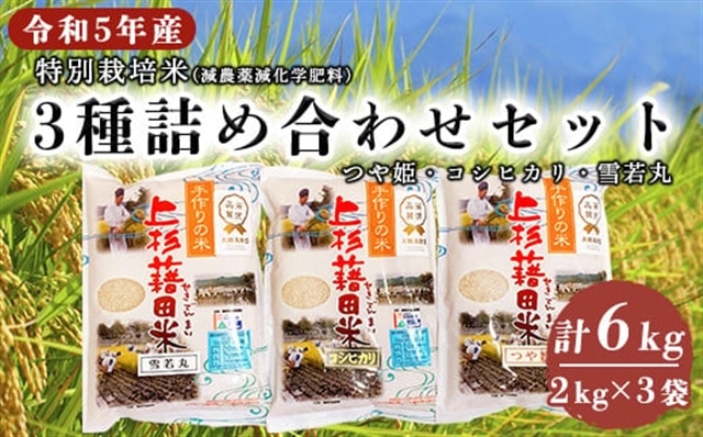 先行予約》【令和5年産 新米】 3種詰め合わせセット 計6kg ( つや姫