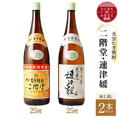 大分むぎ焼酎 二階堂25度・速津媛25度2本セット(1800ml)AG21【1078144