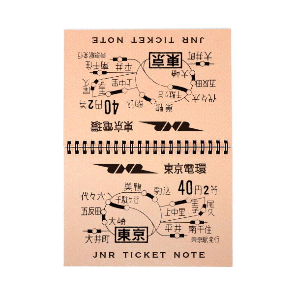 国鉄地図式東京電環 JNR TICKET NOTE 東京40円2等（横罫タイプ）(東京