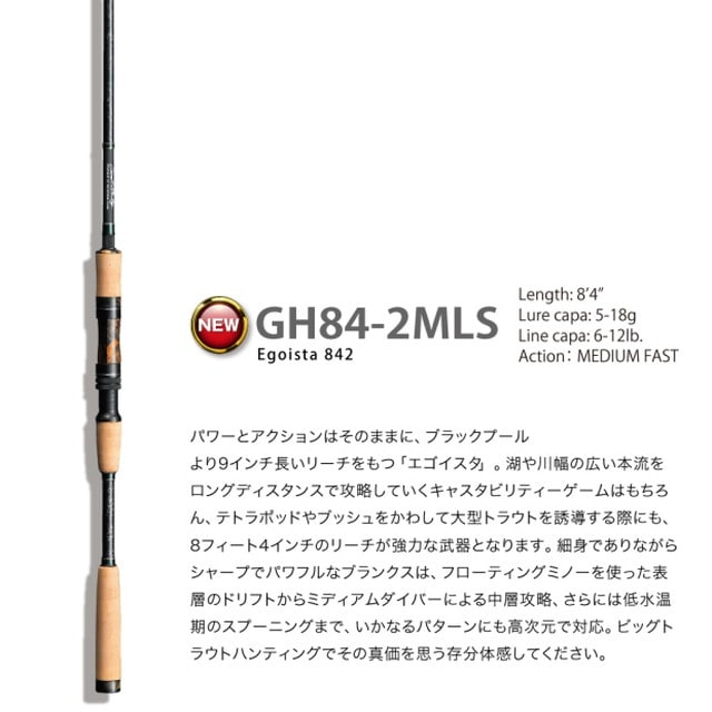 売値メガバス　グレートハンティング　GREAT HUNTING GH84-2MLS ロッド
