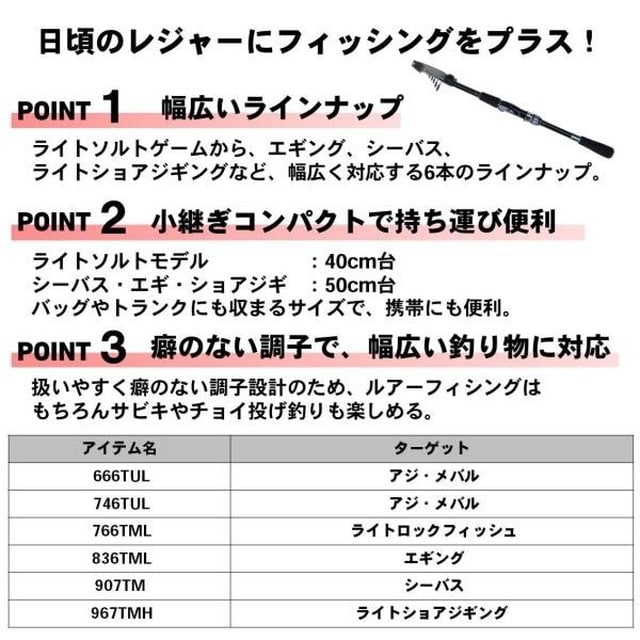 耐熱 二層 足あとぐらす (M) ロッド３本セット エギング、シーバス