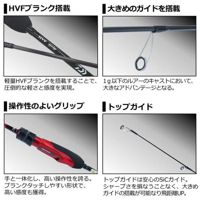 ﾀﾞｲﾜ 月下美人 AJING 68L-S (ｽﾋﾟﾆﾝｸﾞ 2ﾋﾟｰｽ): 釣具のキャスティング