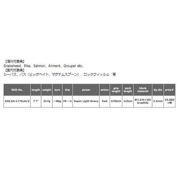 スミス バスロッド KOZエクスペディション KOZEX-C77SLH/2 (ベイト/2