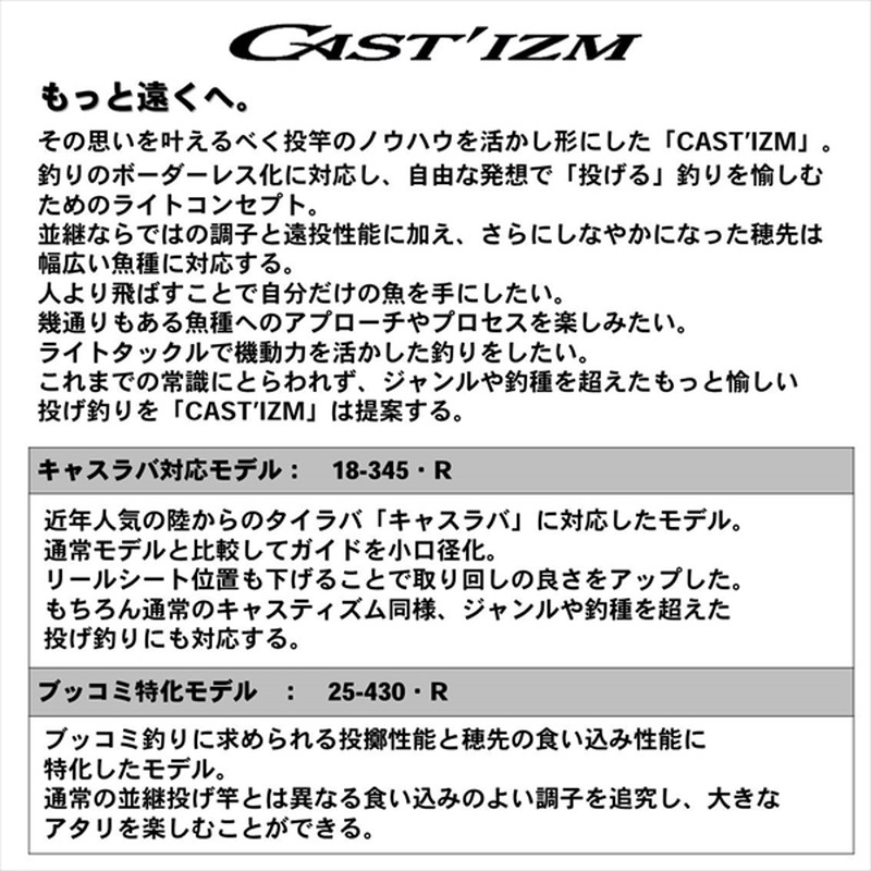 ﾀﾞｲﾜ 20 ｷｬｽﾃｨｽﾞﾑ 23-365・R(並継): 釣具のキャスティング JRE MALL店