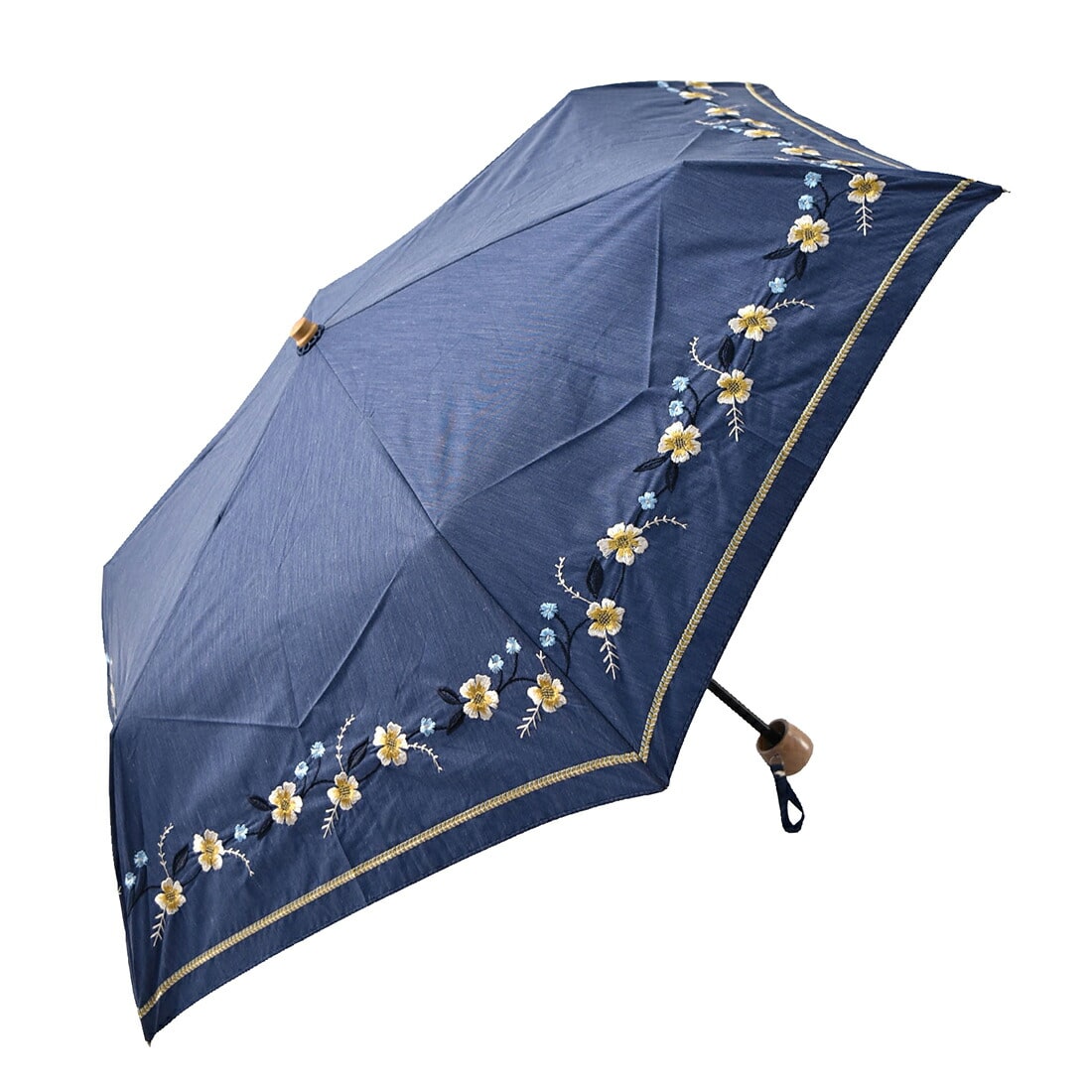 晴雨兼用 日傘 雨傘 折りたたみ傘 because ボーホーフラワー刺繍 ミニ 