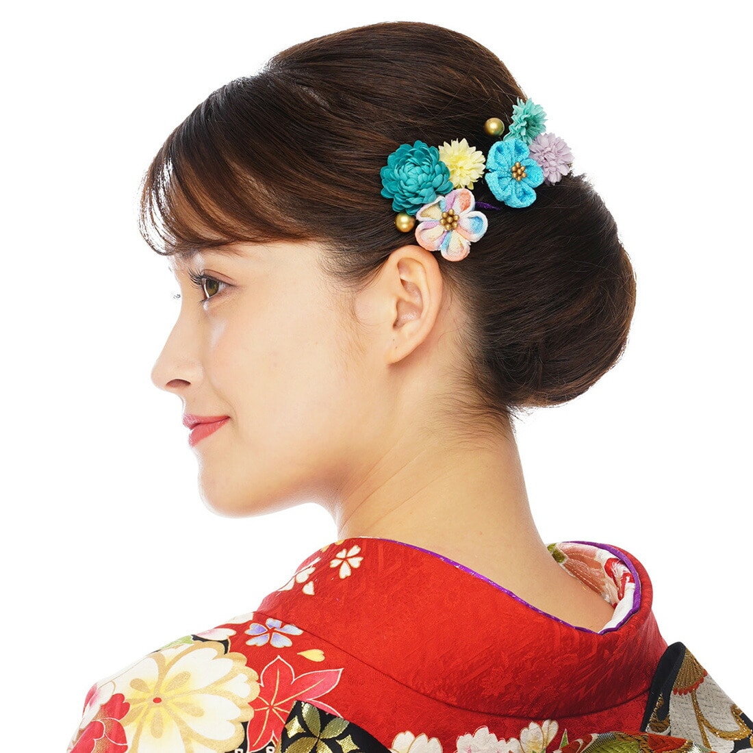 和装 髪飾り 成人式 振袖 日本製 ぽんぽん菊 つまみ細工 ミニ 2本