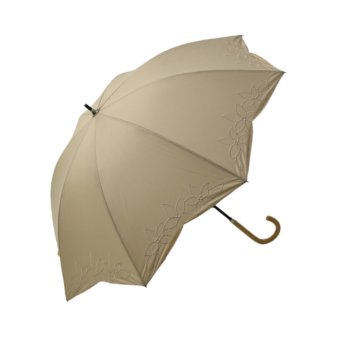 晴雨兼用 日傘 雨傘 because 長傘 フラワー刺繍 47cm 全2色 暑さ 熱中