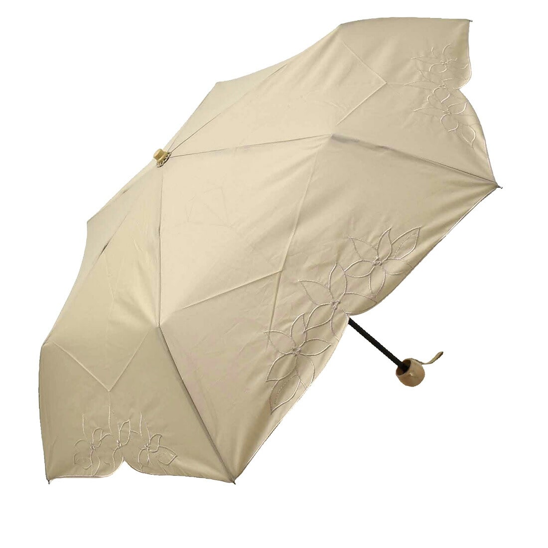 晴雨兼用 日傘 雨傘 because 折りたたみ傘 フラワー刺繍 ミニ 47cm 全2