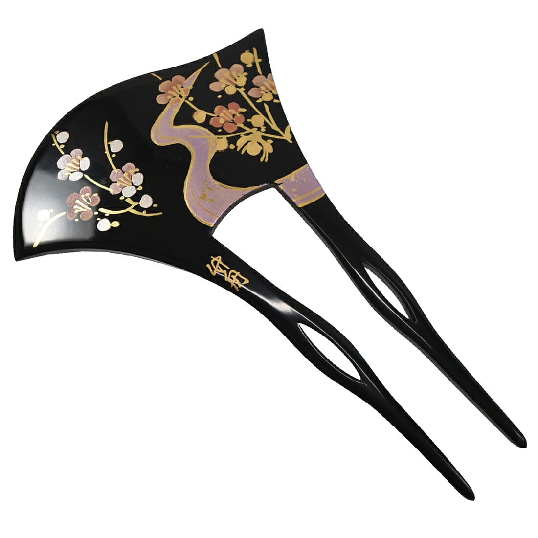 和装 髪飾り 結婚式 留袖 日本製 竹舟作 蒔絵簪 波型 梅林 全2色 