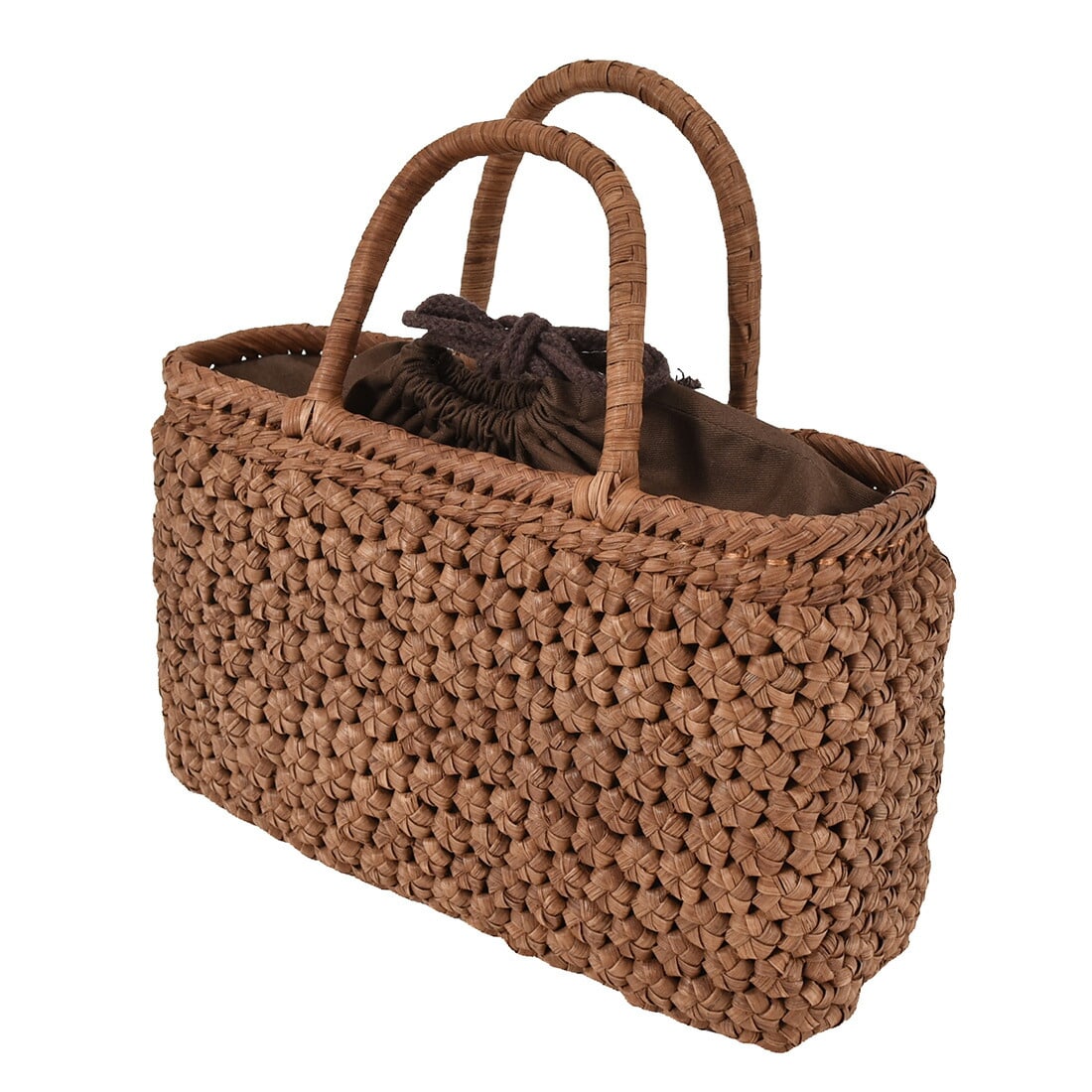 山葡萄 かごバッグ 手作り  籠 六角 花編み 保存袋付きバッグ