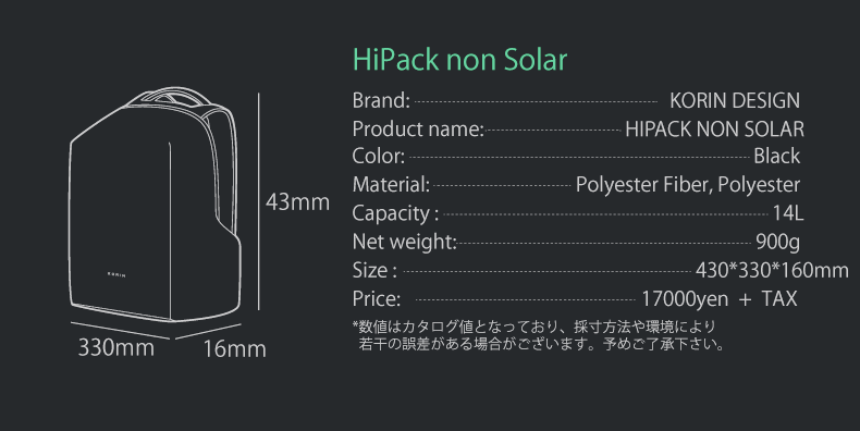 送料無料】Korin Design Non Solar（コリンデザイン ハイパック