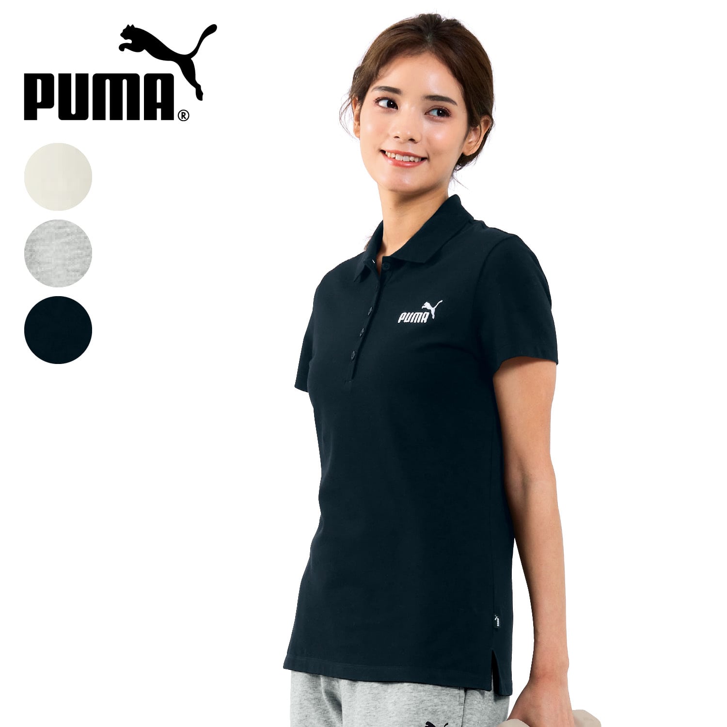 ベルメゾン プーマ/PUMA ESSポロシャツ ホワイト Ｌ(Ｌ ホワイト