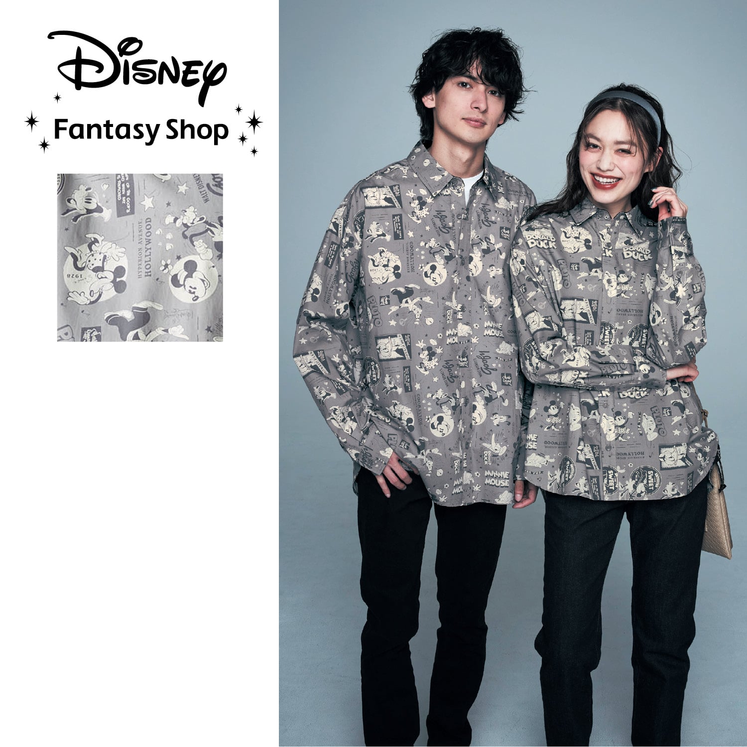 ベルメゾン ディズニー ユニセックス総柄シャツ （Disney100） グレー