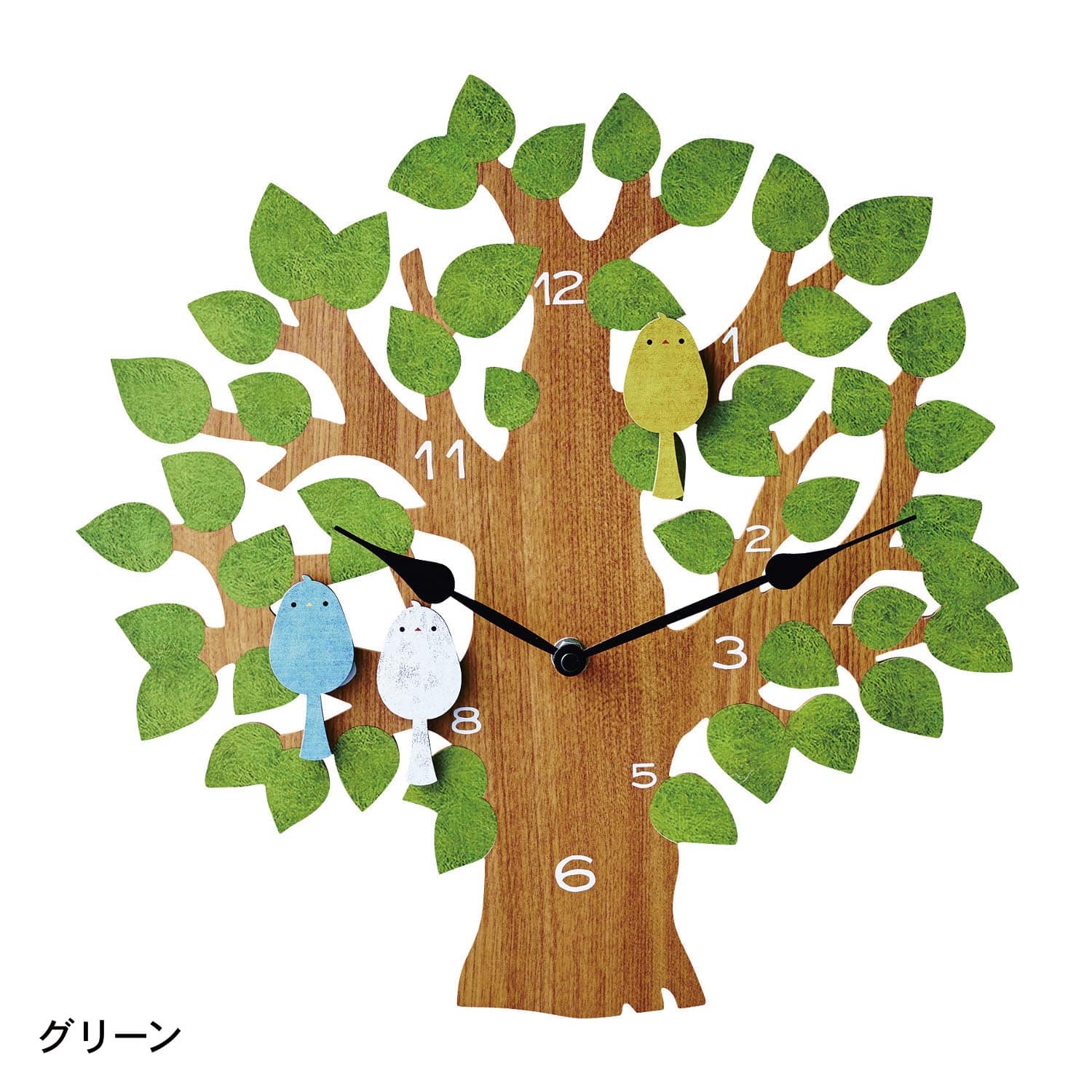 ベルメゾン 鳥の振り子が可愛い壁掛け時計「トゥルル」 グリーン 