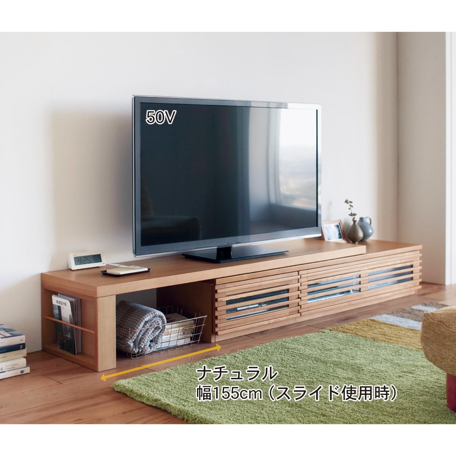 白 フリル付 テレビ台 テレビボード 幅105cm ブラウン 強化ガラス 棚