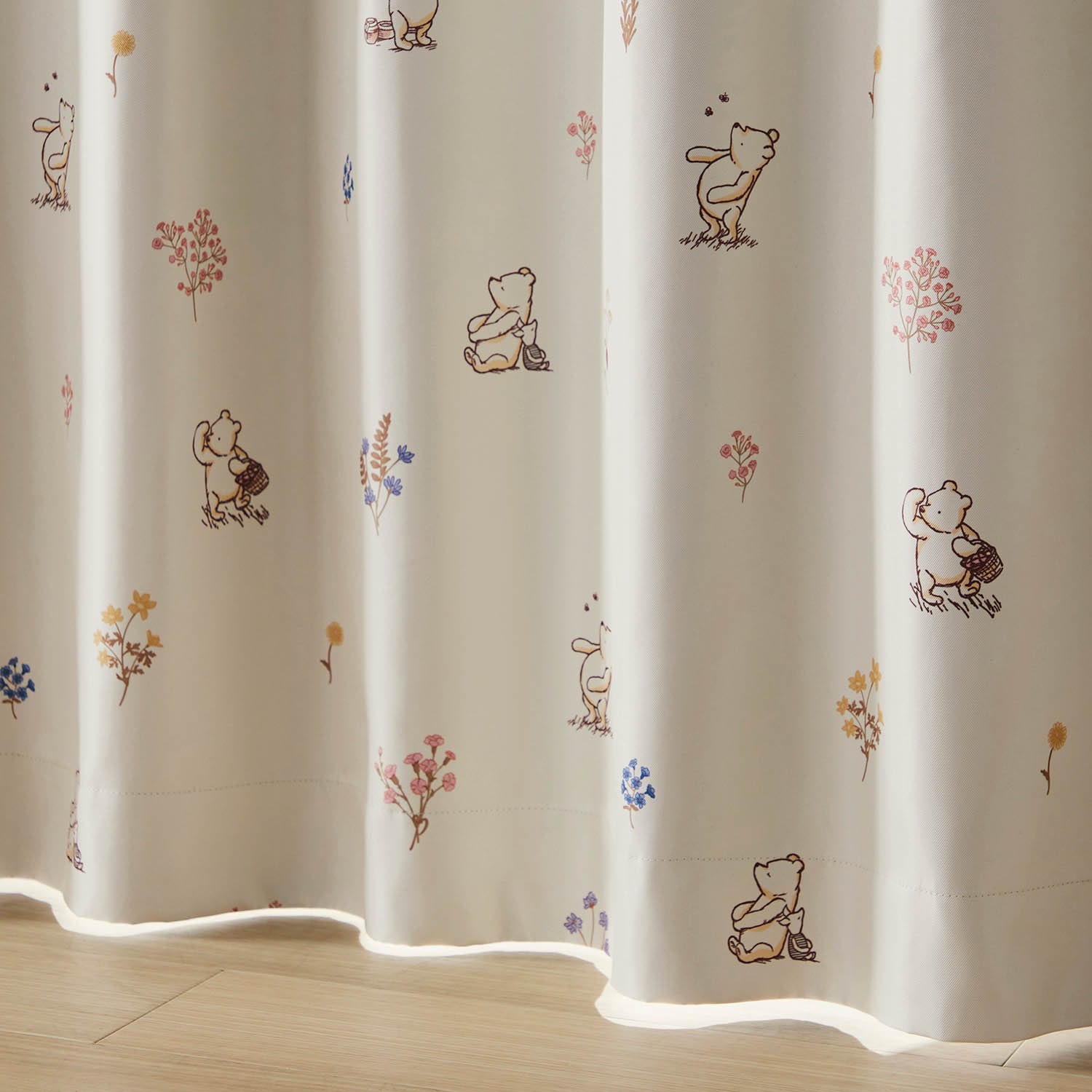 日本製 かわいいクラシックプー1級遮光·遮熱カーテン4枚セット - カーテン