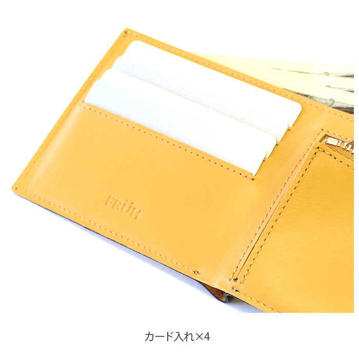 アブラサス] 薄い財布 レザー 薄型 日本製 イエロー - 折り財布