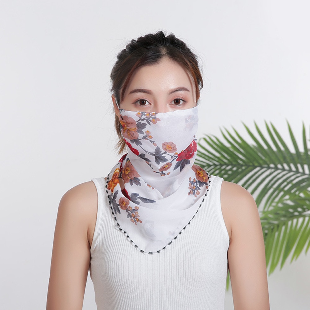 フェイスカバー マスク スカーフ 花柄 日焼け止め UV カット 紫外線防止