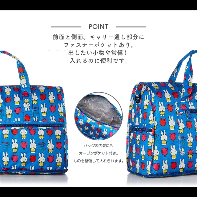 miffy ミッフィー折りたたみボストンバッグ M フラワーブルー(フラワー 