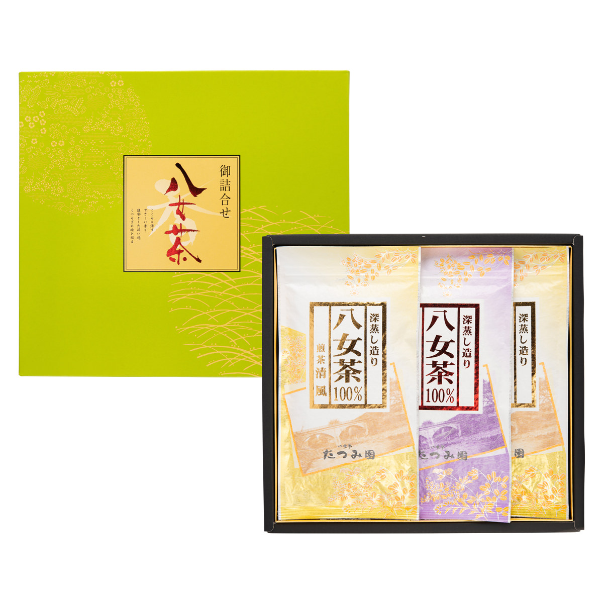 送料無料】八女茶 100g 3袋 詰め合わせ 〔煎茶100g×1、白折100g×1