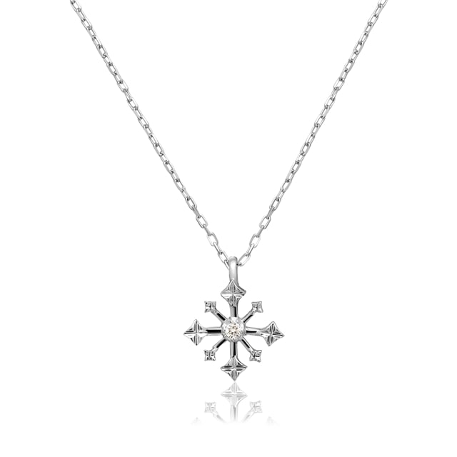 Ｋ１０ＷＧＫ１０長さ１０Ｋホワイトゴールド ダイヤモンド スノークリスタル ネックレス