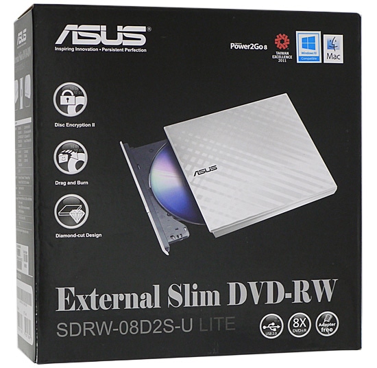 送料無料】ASUS製 外付け DVDドライブ SDRW-08D2S-U LITE/WHT