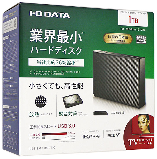 送料無料】I-O DATA製外付HD HDCZ-UT1KC ブラック 1.0TB USB3.0/USB2.0 ...