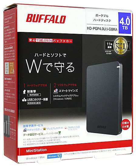 送料無料】BUFFALO製PortableHD HD-PGF4.0U3-GBKA 4TB: オンライン