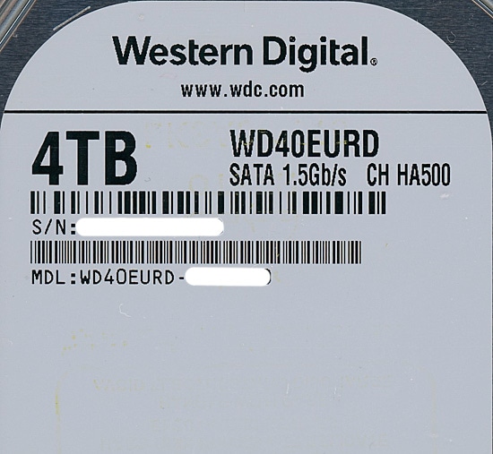 WD32EARX　WESTERN DIGITAL 4TB HDD