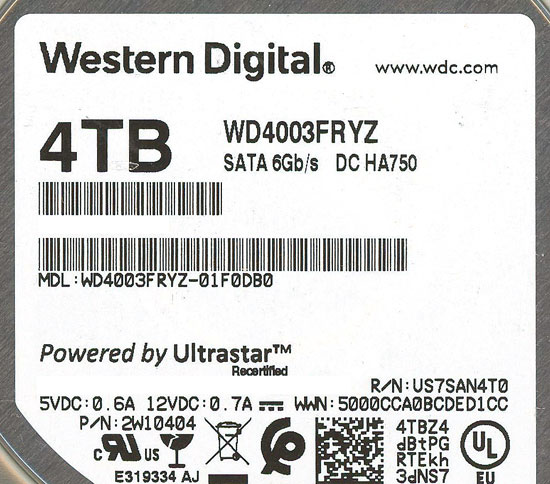 Western Digital Western Digital製HDD WD4003FRYZ 4TB SATA600 7200 [管理:1000015460]