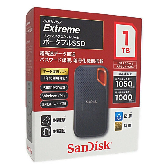 スマホ/家電/カメラSanDisk Extreme ポータブルSSD 1TB