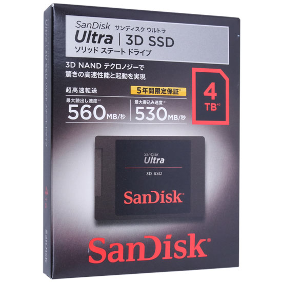 SanDisk Ultra 3D 4TB SDSSDH3-4T00-J25 - PCパーツ