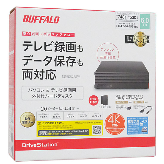 送料無料】BUFFALO製外付HD HD-EDS6.0U3-BA 6.0TB ブラック