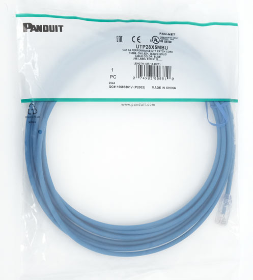 PANDUIT UTPパッチコード Cat6A 超極細 5m 青 UTP28X5MBU: オンライン