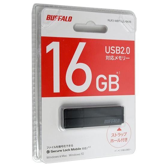 ゆうパケット発送】BUFFALO製 USBメモリー RUF2-WB16GB-BK/B 16GB