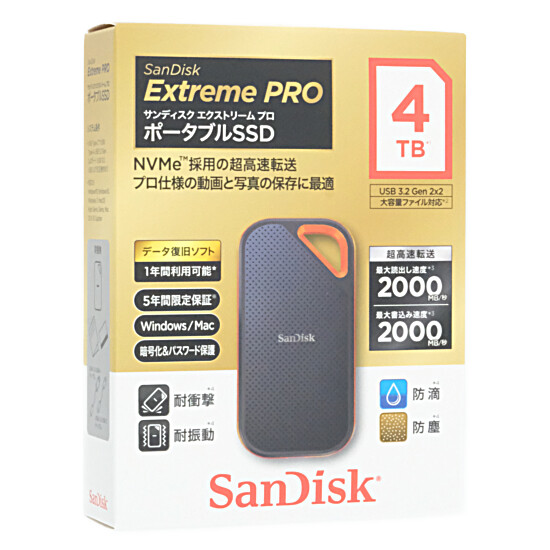 送料無料】SANDISK ポータブルSSD エクストリーム プロ SDSSDE81-4T00 ...