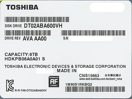 送料無料】TOSHIBA製HDD DT02ABA600VH 6TB SATA600 5400: オンライン ...