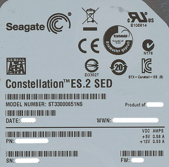 SEAGATE製HDD　ST33000651NS　3TB SATA600 7200型番