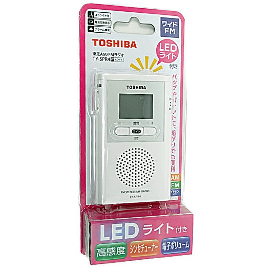 送料無料】TOSHIBA LEDライト付ポケットラジオ TY-SPR4(W) ホワイト