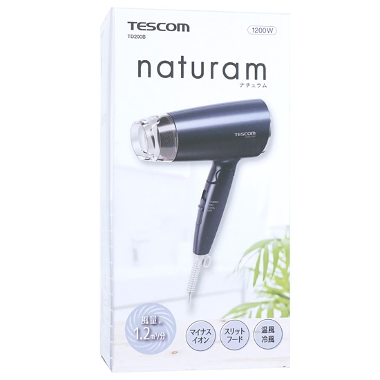 送料無料】テスコム マイナスイオンヘアードライヤー naturam TD200B-A