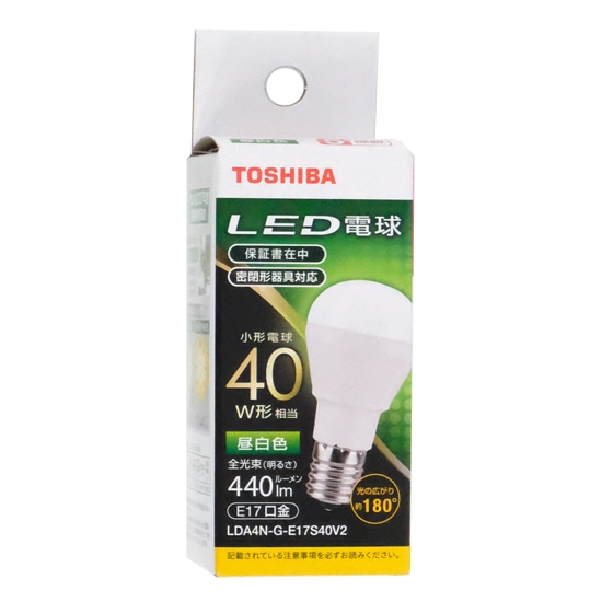 TOSHIBA LED電球 LDA4N-G-E17S40V2 昼白色 満点の - 電球