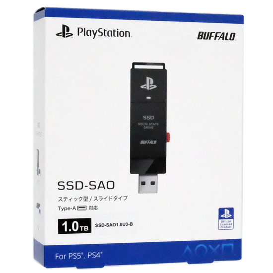送料無料】BUFFALO スティック型SSD 1TB SSD-SAO1.0U3-B ブラック ...