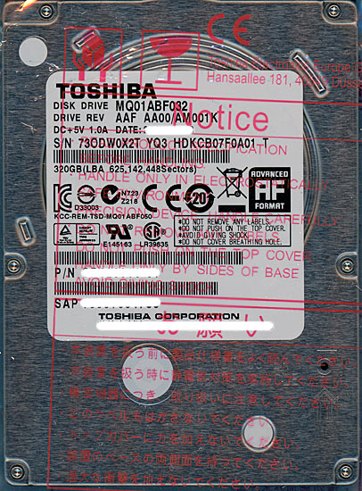 送料無料】TOSHIBA(東芝) ノート用HDD 2.5inch MQ01ABF032 320GB